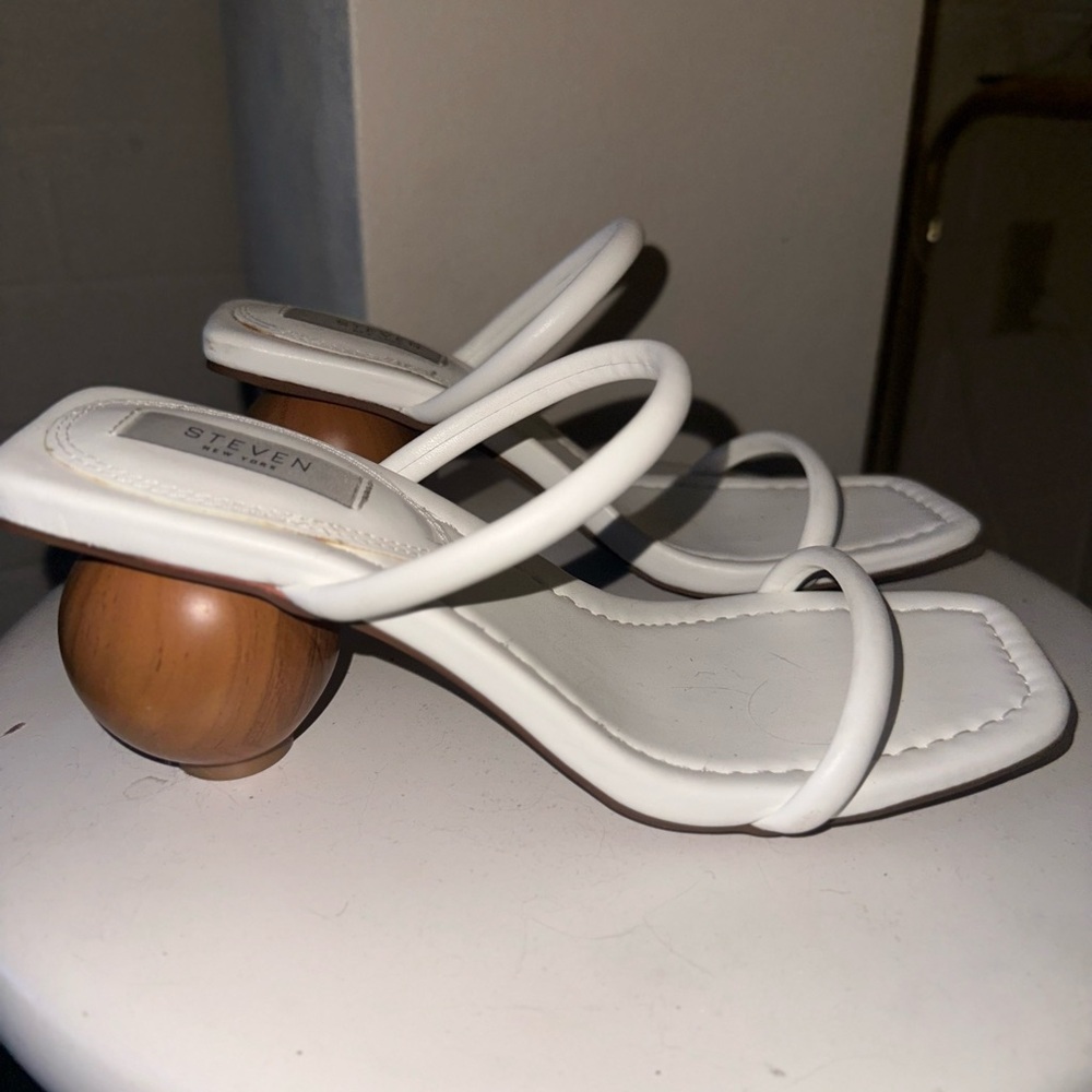 Steven by Steve Madden Tinsley Wooden Heel Sandals - Size 9